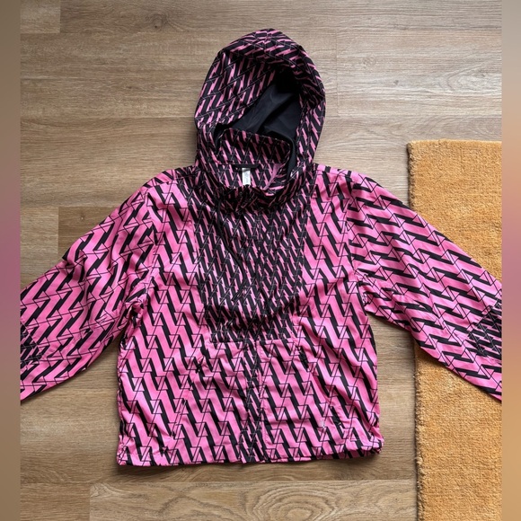 🖤💓ALL ACCESS Bandier Black & Pink Cropped Windbreaker Rain Jacket - Picture 2 of 5